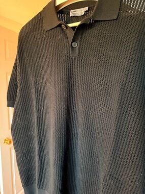 Simons Black Knit Short-Sleeve Polo